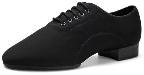 omcam Men's Latin Dance Shoes, Professional Ballroom Tango Waltz Performance Shoes 1 Inch Standard Heel Modern Dancing Shoes for Male,Suede Split Sole,8
