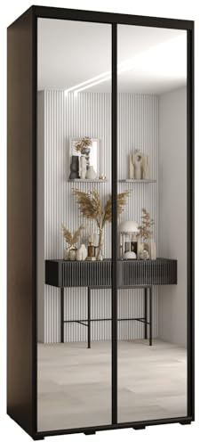 ABIKSMEBLE Armoire Porte coulissante Miroir Davos 2 - Armoire Chambre - Dressing Chambre Adulte - Penderie Vetement Dressing - Garde Robe - Placard Chambre - Armoire 3 Portes - Closet - Panderie