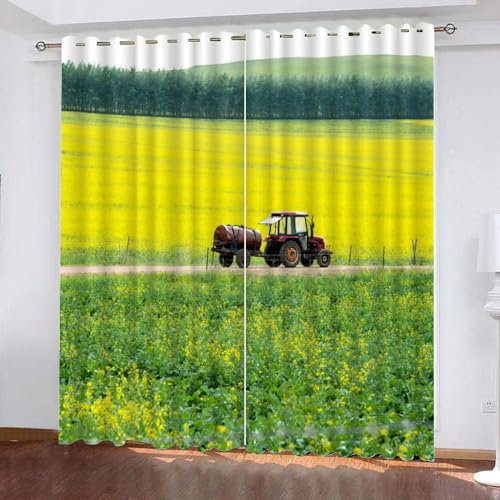 GIOVIA 3D Traktor Gardinen Abdunkelnde Traktor Kindervorhänge Vorhang mit ösen 2er Set Vorhänge Blickdicht Verdunkelungs für Kinderzimmer Schlafzimmer Wohnzimmer B 200 X H 160 cm