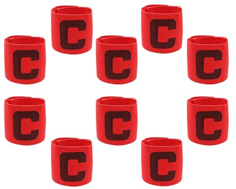 Hosifiy 10 fasce da calcio per capitano, in nylon, colore rosso, fascia elastica da calcio, regolabile, capitano di calcio, per ragazzi, adulti, sport