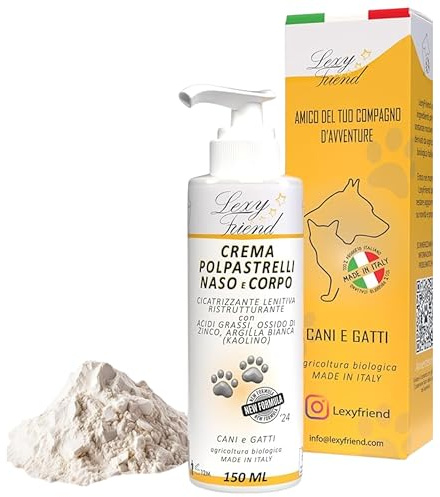 LexyFriend Creme für die Fingerkuppen und Narben, Salbe zum Schutz der Pfoten und Ellbogen, trocken und reizend, 150 ml, Creme Pads für Hunde, beruhigend, Zinkoxid, weißer Bio-Ton