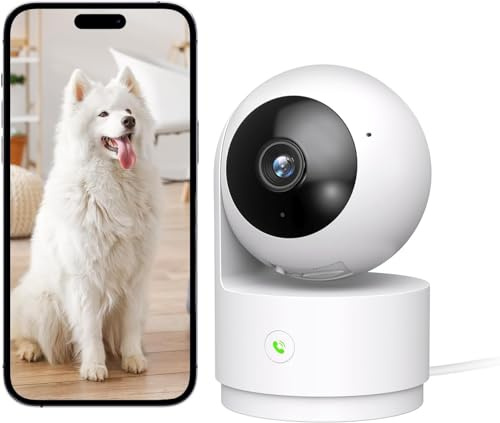 NUASI 2K WLAN überwachungskamera innen, 360° Schwenkbare Kamera Indoor für Baby, EIN-Touch-Call, Farbnachtsicht, AI Bewegungserkennung, Alarm, 2-Wege-Audio (2.4GHz Wi-Fi)