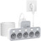 5 Fach Steckdosenleiste einzeln Schaltbar,Steckdosenleiste mit USB C,Steckdosenleiste Flachstecker, Mehrfachsteckdose mit Schalter, Mehrfachstecker Wandmontage für Küche Wohnzimmer,2M Kabel,Weiß