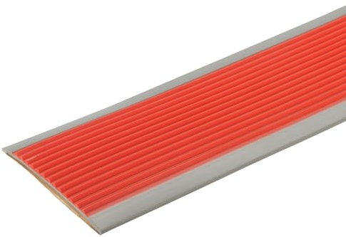 QUARKZMAN 3.2ft Treppenkantenprofil, 6mm PVC Selbstklebender Treppenkanten-Schutz Treppenabschluss Treppenstufenkantenverkleidung für den Innen- und Außenbereich, Rot/Grau.