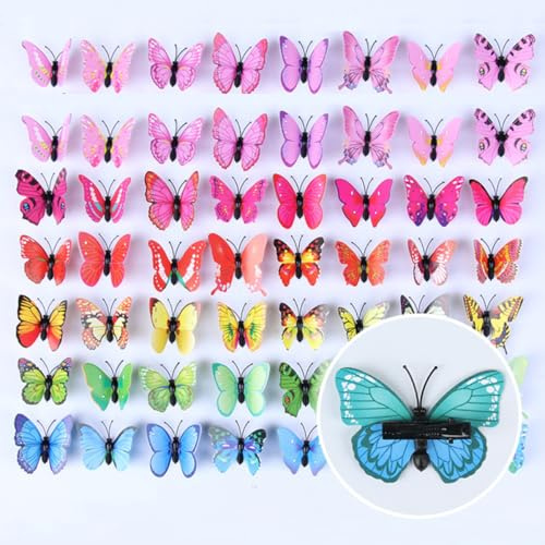 KARLOR Schmetterling Haarspangen, 50 Stück, 4.5cm, Mehrfarbig, Schmetterling Theme, Dekorativ, Alle Haararten, Frauen, Erwachsene Frauen, 1 stück (50er Pack)