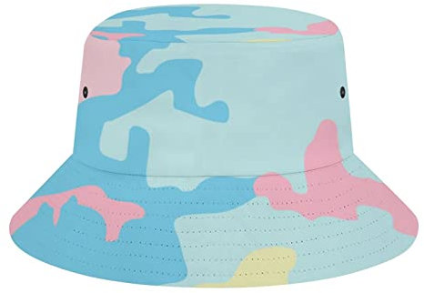 Unisex Fischerhut Bunt Camouflage Rosa Gelb Blau Fisherman Caps Klassische Fischerhüte Schnell Trocknende Anglerhut Für Strand Urlaub Camping