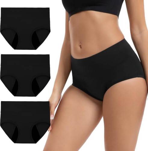 INNERSY Periodenunterschwäsche Starke Blutung Bambus Periodenslips 3er Pack | High Waist Menstruation Slip, Menstruationsunterwäsche Microfaser, Waschbare Perioden Unterwäsche, Auslaufsichere Unterhosen