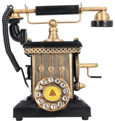 Vintage Phone Money Box, Iron Retro Landline Telephone Piggy Bank, Old Fashioned Decorations Vintage Phone Decor for Home Office Coffee Prop