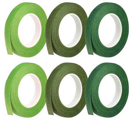 JIADEXIN 6 Stück Floristenband 27m/Rolle Selbstklebend Flora Kreppband Blumenklebeband für Blumenstrauß Blumenverpackung Hochzeitskranz DIY Kunsthandwerk Dekorationen (3 Farben)