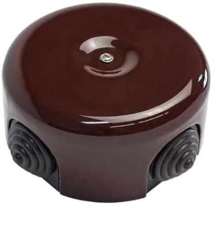 OASHISU Scatola di distribuzione in porcellana per Impianti a 4 uscite. Copri cavi e copri fili in ceramica colore Marrone, Ø 90 Prof. 44mm