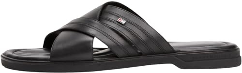 Tommy Hilfiger Uomo Sandali Premium Sandal in Pelle, Nero (Black), 42