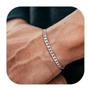 YADOCA 925 Silber Herren Armbänder für Männer Cuban Figaro Curb Link Kette Silber Armband 19/21cm Herrenschmuck Geschenke für Papa Freund Ehemann Sohn