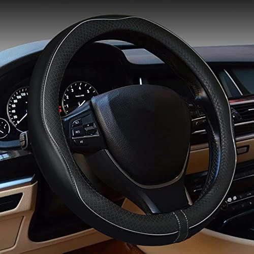 Flaconi Funda Volante Coche,Funda Volante,Universal Antideslizante Protección del Volantes,Accesorios para el Interior del Coches,Adecuado para Volantes con un Diámetro Exterior(Negro&Gris)