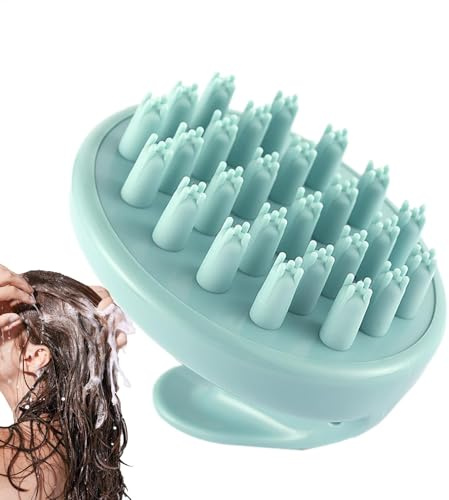 Spazzola massaggiante per shampoo e cuoio capelluto, in silicone, con setole morbide, spazzola ergonomica per il cuoio capelluto, capelli asciutti bagnati e spazzola districante per una pulizia
