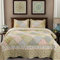 DECMAY Copriletto Matrimoniale 220x240 cm Verde Patchwork, Copriletto Trapuntato in Microfibra con Motivo a Fiori, Coperta Divano, 3 Pezzi con 2 Federe 50x75 cm