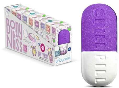 CRAZE BODYNESS Pack 9 Bombas de Baño Chill Pill - bomba de baño en forma de pastilla, bola de baño para el cuidado de la piel y la relajación con aroma, 9x70g