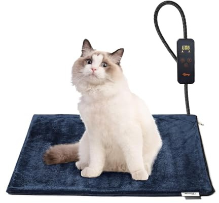 Toozey Chien Chat Tapis Chauffant 45*40cm, Coussin Chauffant électrique pour Animaux avec Couverture Crystal Velvet pour Chats et Chiens de Nouveau-né, de Petite Taille et de Personnes âgées, Bleu-S