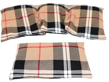 Kirschkernkissen SCHOTTEN - DESIGN 2 er Set Langes 36 x 18 cm 3 Kammer + kleines Körnerkissen Wärmekissen XXL Schulterkissen Nackenkissen Mikrowelle + Backofen (Beige Schotten Design, Kirschkerne)
