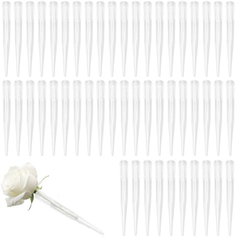 KEQAR 50 Pcs Blumenröhren für die Tortendekoration, einfaches Arrangieren von Blumen für die Tortendekoration, Blumenröhren für Blumen in Torten oder Kuchen, Größe 70 x 7,4 mm