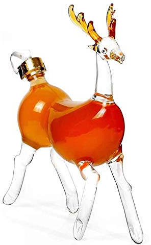 Generico Decanter per Vino in Vetro Fatto A Mano A Forma di Cervo, Decanter in Cristallo da 1000 Ml, Bottiglia di Vino A Forma di Cervo in Regalo, Barware Multifunzionale, Decanter per Vino E Liquori