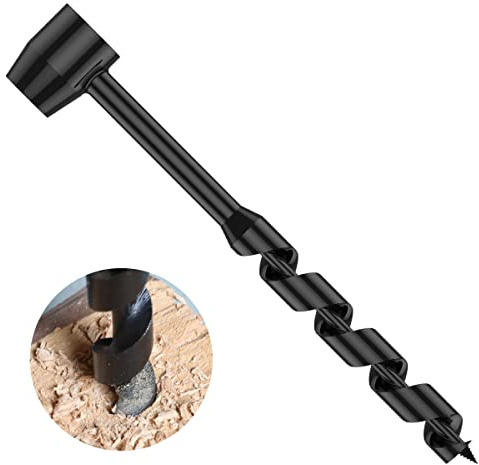 Holzbohrer Manuell Bushcraft φ19x230mm Handbohrmaschine Holzbearbeitung Handbohrer Mehrzweck Schlangenbohrer für Holzbearbeitung Outdoor Survival Camping Schwarz