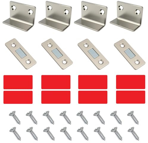 Magnetschnäpper Magnete für Schranktüren 4 Stück L-förmige Möbelmagnete stark selbstklebend mit Schrauben Schubladenmagnet Türverschluss Schrankverschluss für Möbel Wohnwagen