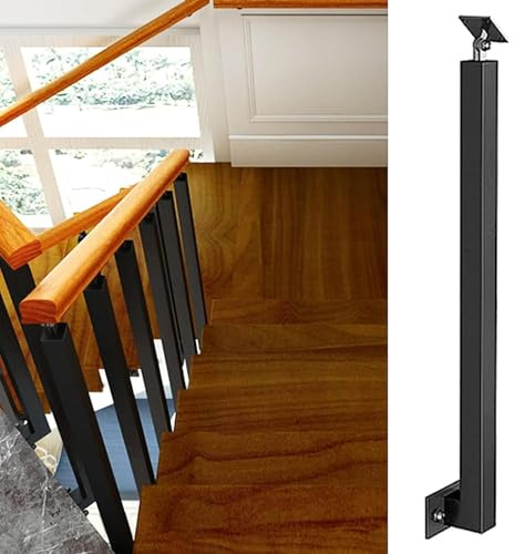 Poteau de balustrade latéral réglable à 270° - Colonne noire pour escalier intérieur - Kit complet avec balustre et accessoires - Longueur 95 cm