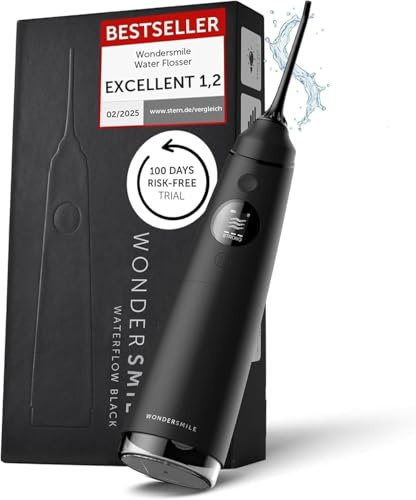 Wondersmile Water Dental Flosser for Teeth Cordless Portable IPX7 - Award Winner 2026* - 100 Days Trial - SmoothFlow Technology for Optimal Teeth Gum Care - 5 Settings – 30-Day runtime