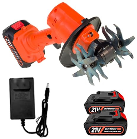 Motocoltivatore a batteria, fresa da giardino elettrica con 4 file di lame per lavorazione profonda, larghezza 10 cm, profondità 10 cm, fresa portatile per diserbo(No pole)