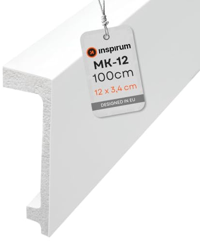 Inspirum Gardinenblende Lichtblende Stuckleiste MK-12, 120x34x1000 mm, Preis pro Meter, Verkleidung für Vorhangschiene, für Beleuchtung, aus Polyurethan
