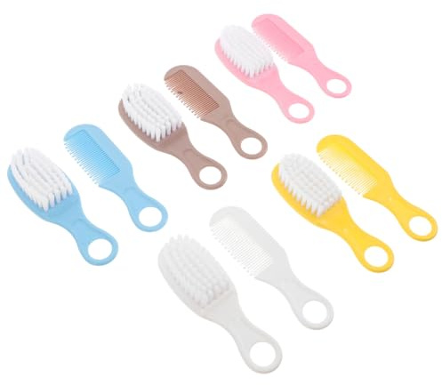 OATIPHO 5sets Care Set Boy Girl Hair Brush and Comb Scalp Brush for Newborns Toddlers in Blue Pink Yellow White Brown for Bath