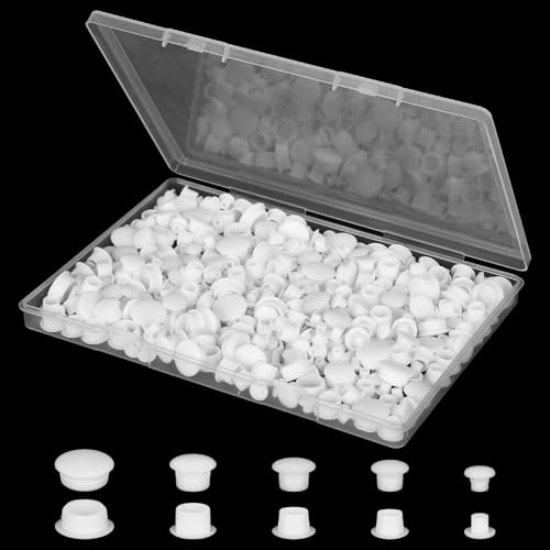 420 Stück Abdeckkappen für Bohrlöcher Kunststoff Schraubenabdeckung | 5 Größen 5/6/8/10/12mm Weiss Lochstopfen Möbel Lochabdeckung Weiß Bohrloch Abdeckkappen für Schränke Bohrungen Möbel