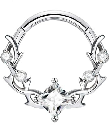 Jewseen Branch Cartilage Earring 16G Septum Rings 316L Stainless Steel Nose Hoop CZ Daith Earring Thorns Helix Piercing Jewellery for Women