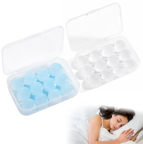 24 Pcs Silicone Ear Plugs Reusable Noise Cancelling Earplugs for Sleep Soft Moldable Waterproof Earplugs with Case for Snoring Studying Travel Airplanes Swimming