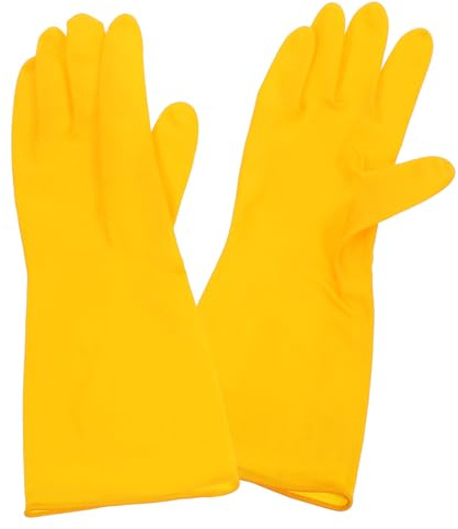 CALLARON Wiederverwendbare Latex Handschuhe für Küche und Geschirrspülen Gelb Lange Spülhandschuhe für Männer und Frauen