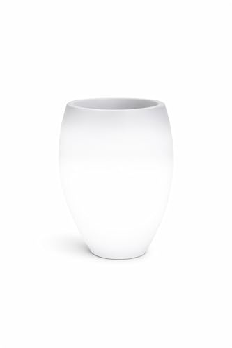 newgarden Macetero Exterior con Luz LED 44 cm Inalámbrico sin Cables Resistente a Intemperie para Jardín, Terraza e Interior en Polietileno – Aloe 45 (Batería + Solar)