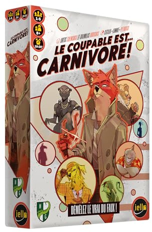 IELLO Le Coupable est… Carnivore – Jeu de Société Coopératif – Déduction, Logique & Enquêtes – 2000 Affaires | 1-5 Joueurs | 10-20 Min | Dès 8 Ans