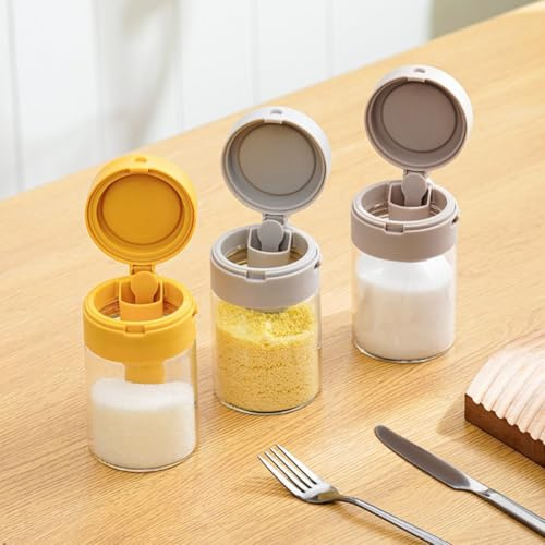 BEAZOOM Barattolo in vetro per condimenti con manico in avanti, contenitore sigillato per spezie da cucina, shaker per condimenti a prova di umidità, crema