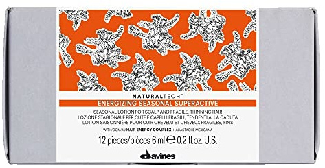 Davines - Ampoules Superactives Énergisantes 12 x 6 ml - Sans Parfum - Unisex-Jeunes - Femme - Cheveux de tous types - Traitement Topique pour la Repousse des Cheveux