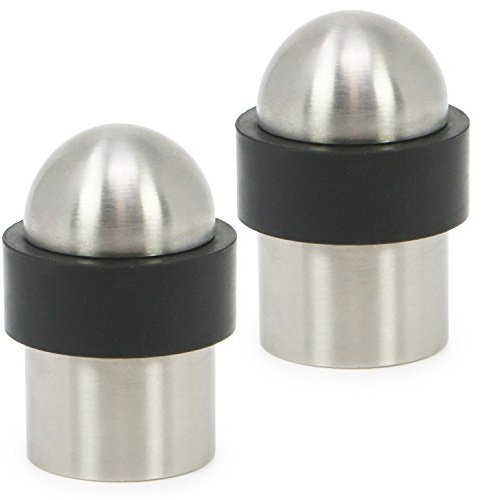 com-four® 2x Türstopper aus satiniertem Edelstahl, abgerundeter | 5 x Ø 3,5 cm