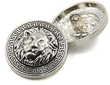 10PCS Kleidung Knöpfe - Mode Lion Head Sewing Button Runde geformte Metallknopf-Set für Männer Frauen Blazer, Mantel, Uniform, Hemd, Anzug und Jacke (Silber, 20mm)