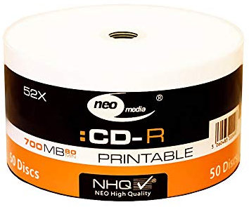 Promedia Supplies Neo Media Lot de 50 CD-R imprimables à jet d'encre 52 x