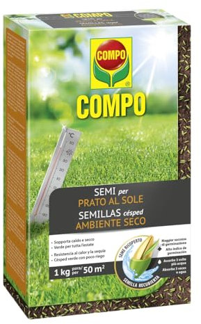 COMPO SEMI per Prato al Sole, Miscela Speciale, Seme Ricoperto, Germinazione Rapida, Per Prati Soleggiati, 1 kg