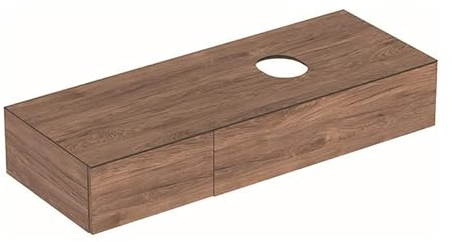 Geberit VariForm Unterschrank für Aufsatzwaschtisch, zwei Schubladen, Ablagefläche, Geruchsverschluss, Breite 135 cm, 501.180.00.1, Farbe: Weiß
