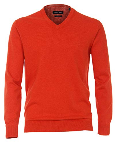 CASAMODA Jersey para hombre con cuello de pico liso 004430 cintura elástica, naranja claro, XXXXL