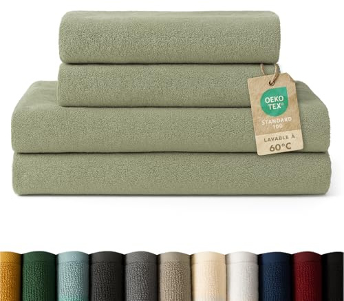 Blumtal Premium Frottier Handtücher Set 4 teilig 100% Baumwolle - Oeko-TEX zertifiziertes Badetuch 2X (70x140 cm) + Towel 2X (50x100 cm) - saugstarkes Frottiertücher Set - Handtücher Grün