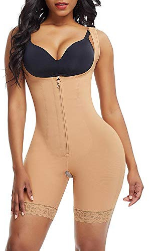 Vlejoy Waist Trainer Ganzkörper Shaper Fajas Colombianas Reductora Taillentrainer Abnehmen Shapewear Butt Lifter Bauch Kontrolle Korrektive Unterwäsche-Nude_M_China