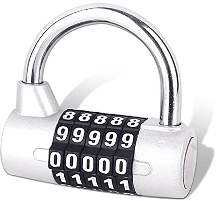 SISAV 5 Digit Combination Lock,Gym Padlock,Replaceable Combination Lock,Suitable for School Lockers,Tool Boxes,Fences,Silver(1 Pack)