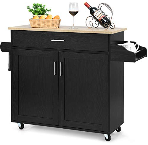 DREAMADE Carrello da Cucina con Ruote, Carrello da Cucina Multiuso,116 x 40 x 85 cm (Nero)