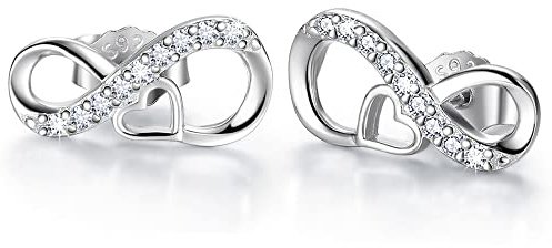 VIWIND Ohrringe Damen 925 Sterling Silber Infinity Unendlichkeit Ohrstecker Funkelnden Kubischen Zirkonia Ohrhänger Für Frauen mädchen Ohrschmuck mit Geschenkbox